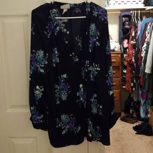 Long sleeve floral print blouse